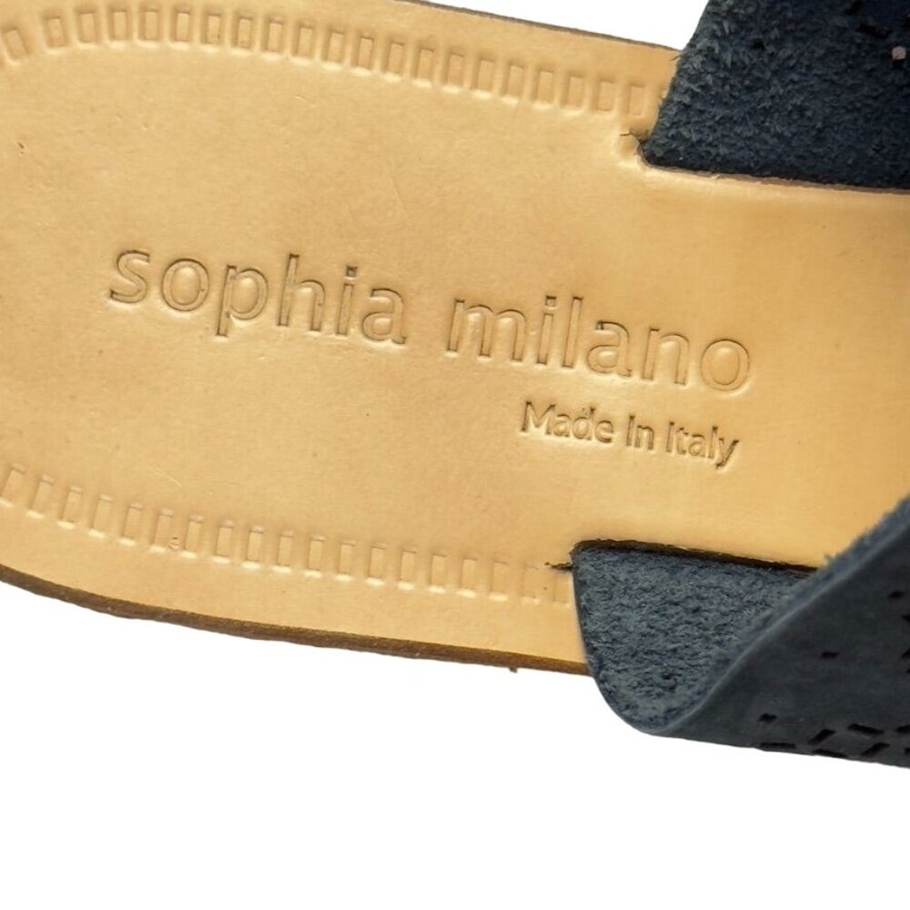 SOPHIA MILANO Women's Shoes Gray Flat Slides Perforated Leather Thongs Size 7.5M - Picture 14 of 15